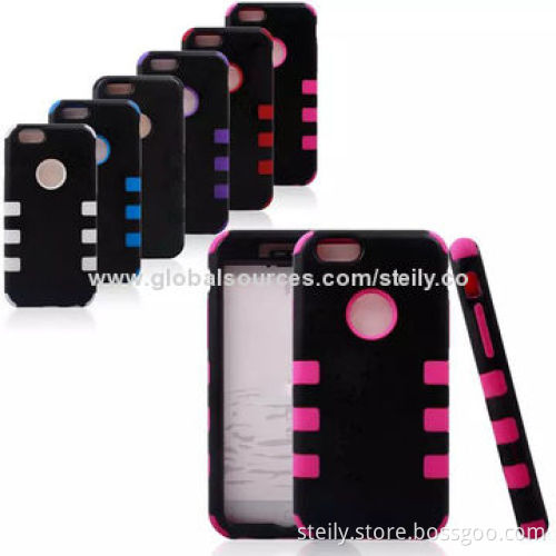 2014 Hot Newest Colorful Best-quality 3-in-1 PC+Silicone Case for iPhone 6